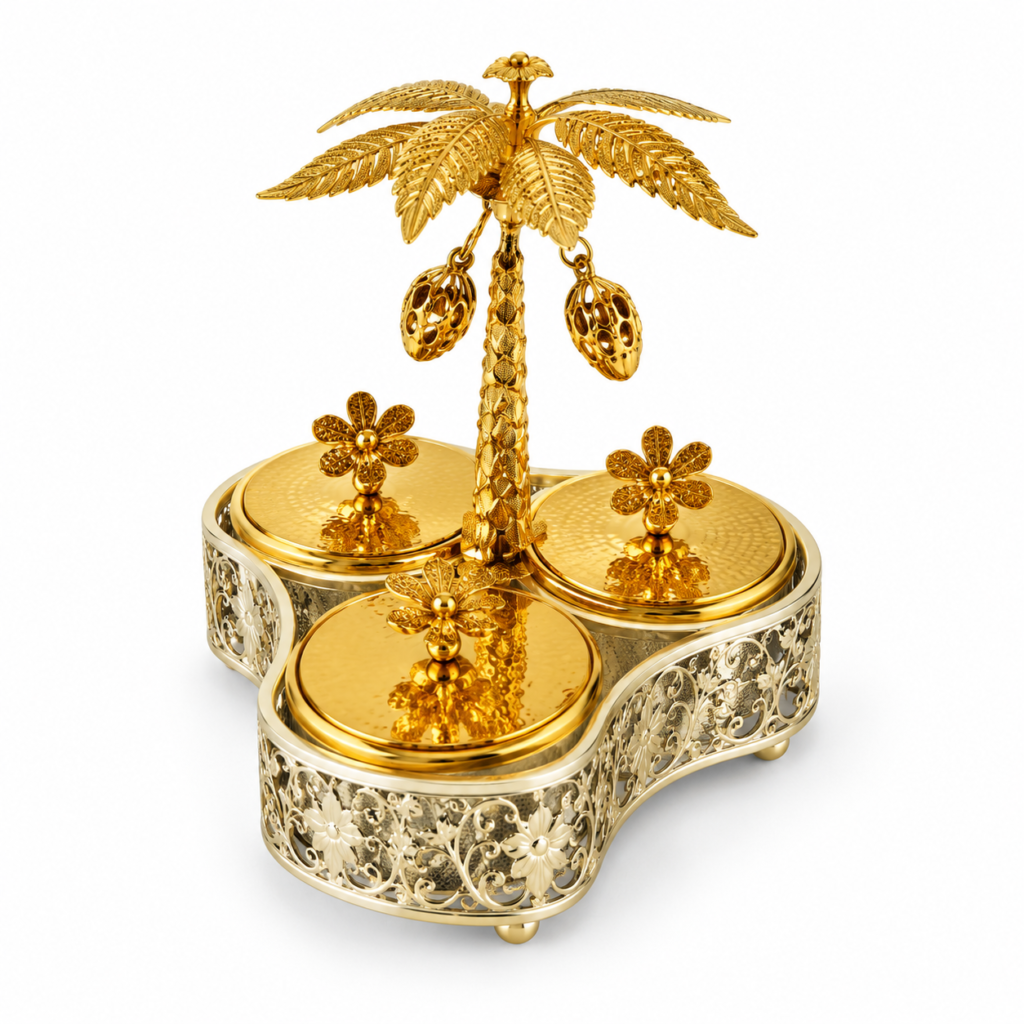 Egyptian Heritage Golden Palm Tree & 3-Piece Luxury Serving Set